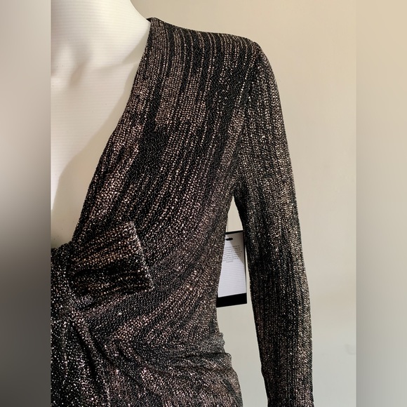 NWT Marciano Alyssa Glitter Maxi Dress in Black and Silver - Picture 4 of 9